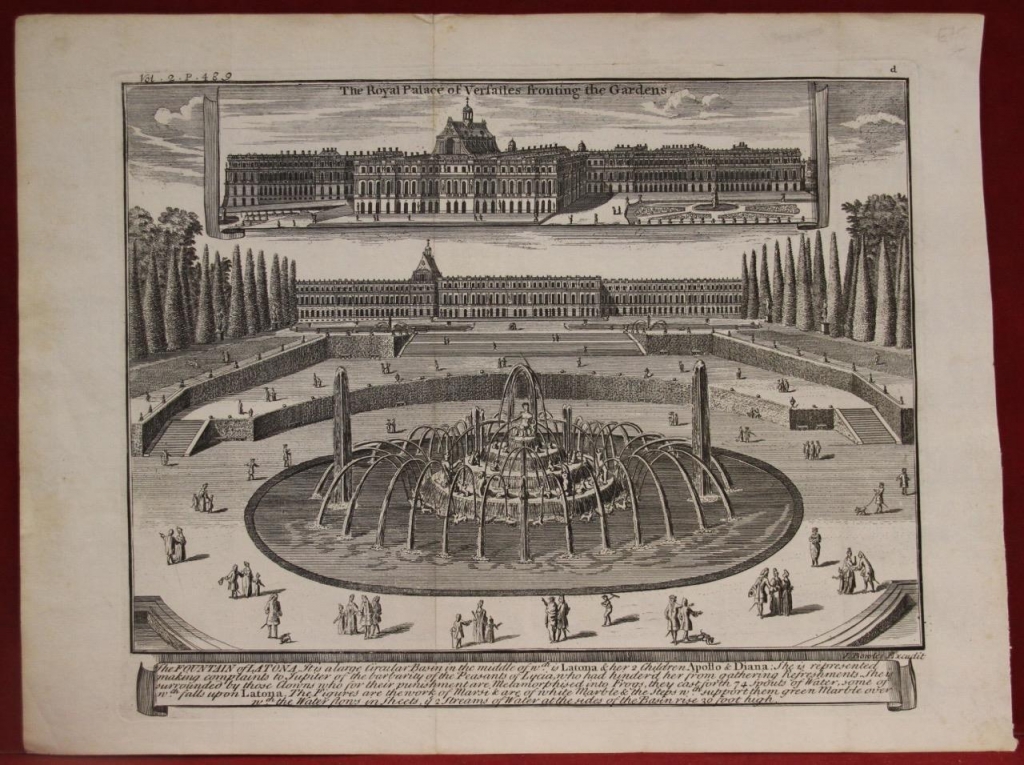 Vista del Palacio de Versalles y fuente de Latona, Paris (Francia), 1726. John Bowles